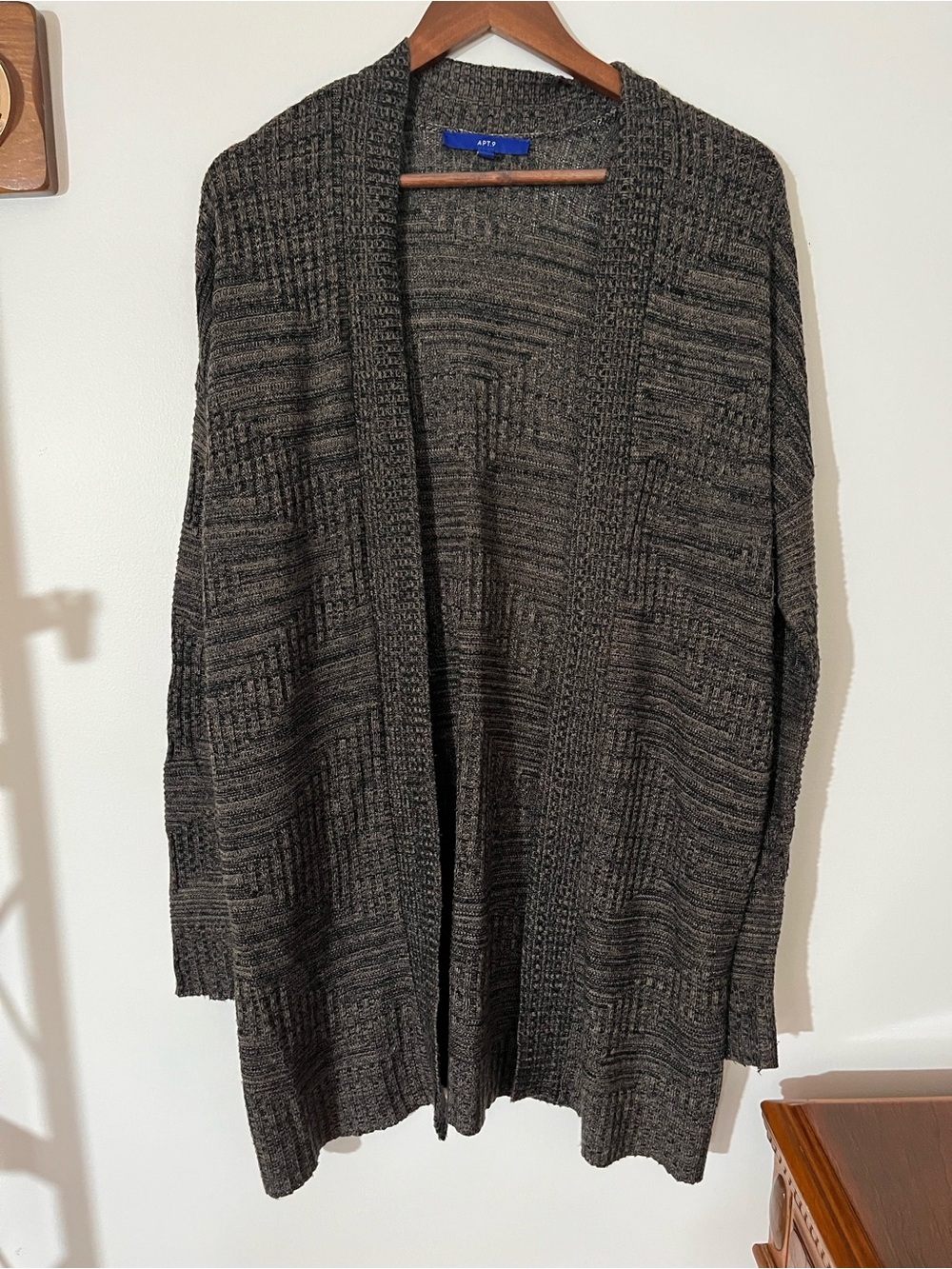 Apt. 9 Brown Open-Front Ribbed Cardigan